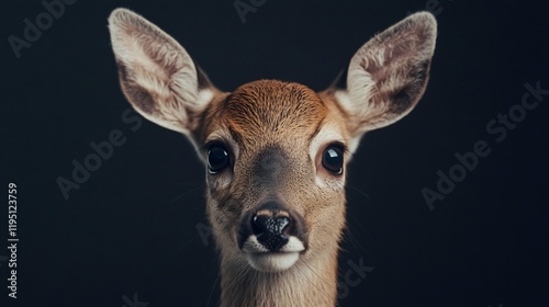 Gentle-eyed deer captured in soft studio lighting photo