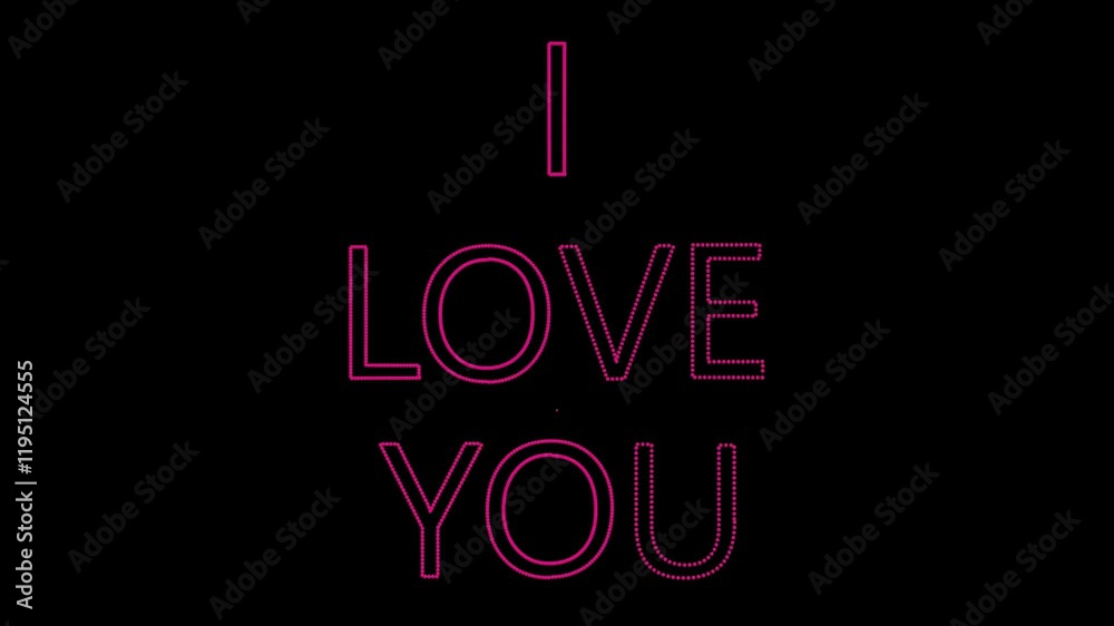 I love you with 3D particle animation for couple of romantic or 14 February Valentine's Day video clips, 4K CG motion graphics.