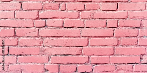 Coral pink textured brick wall background with even spacing and empty copy space for modern interior design projects and advertising needs. photo