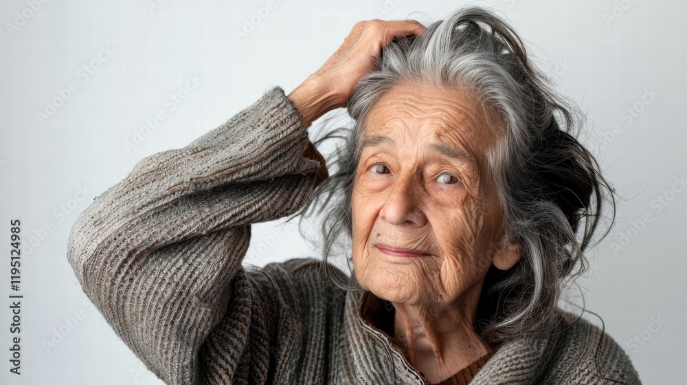 Closeup portrait of a senior woman with a calm expression on white. Closeup portrait of a senior woman with a calm expression on white.