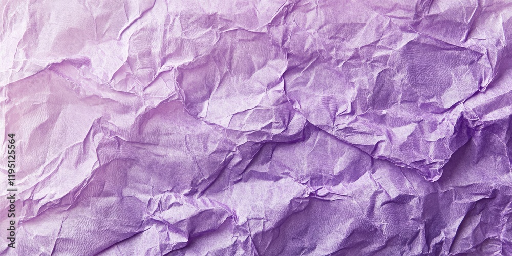 Crumpled creamy purple tissue paper with intricate texture and subtle highlights positioned centrally against a soft light background