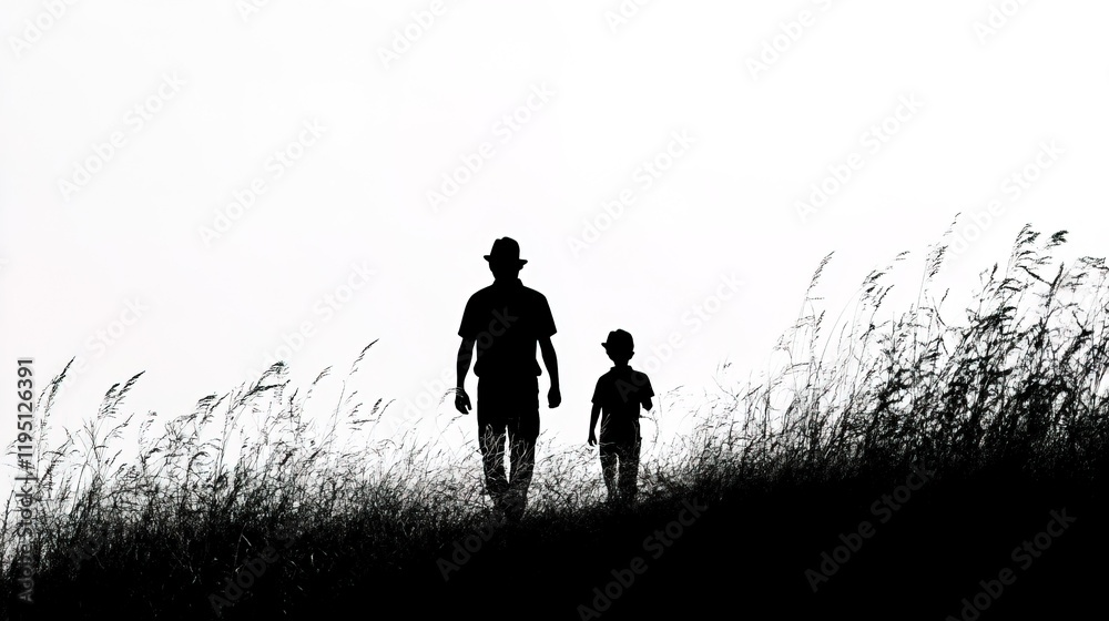 Inseparable duo Silhouette of a father and son Inseparable duo Silhouette of a father and son