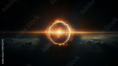 Cosmic Landscape with a Fiery Planetary Horizon