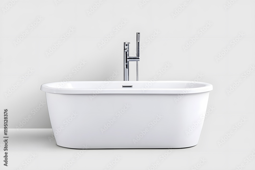 White ceramic bathtub in modern bathroom White ceramic bathtub in modern bathroom