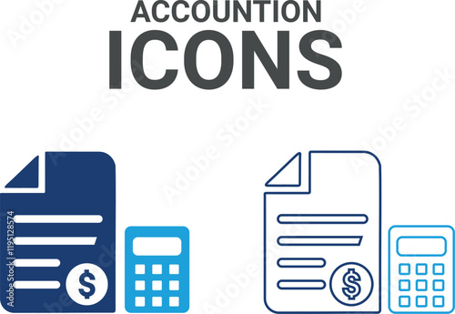 Accounting icon. It contains financial statements, accountants, financial audits, invoices, tax calculators, business firms, tax returns, income, and balance sheet icons. Solid icon collection.