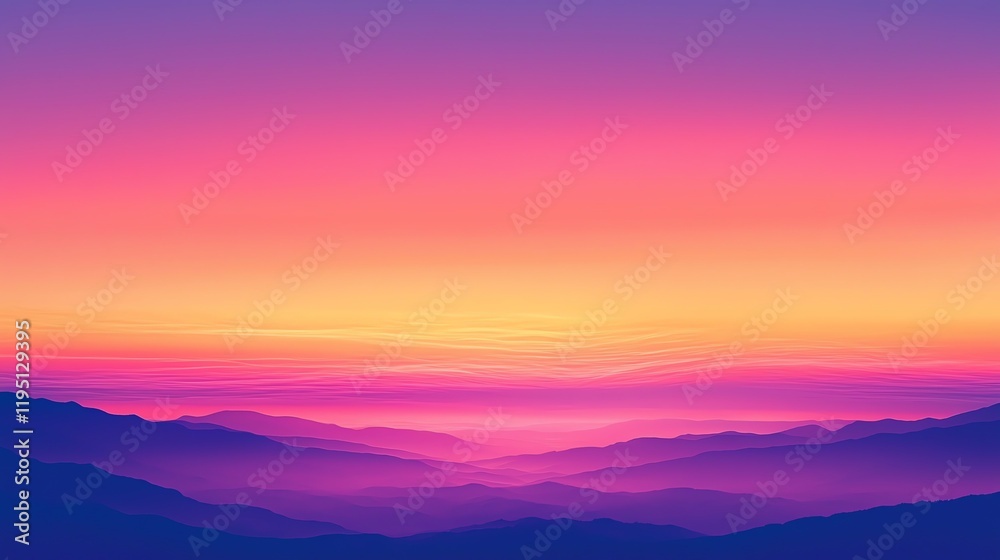 A stunning gradient sunset with vibrant pink, purple, and orange hues over a mountain landscape, creating a serene and tranquil atmosphere. A stunning gradient sunset with vibrant pink, purple, and orange hues over a mountain landscape, creating a serene and tranquil atmosphere.