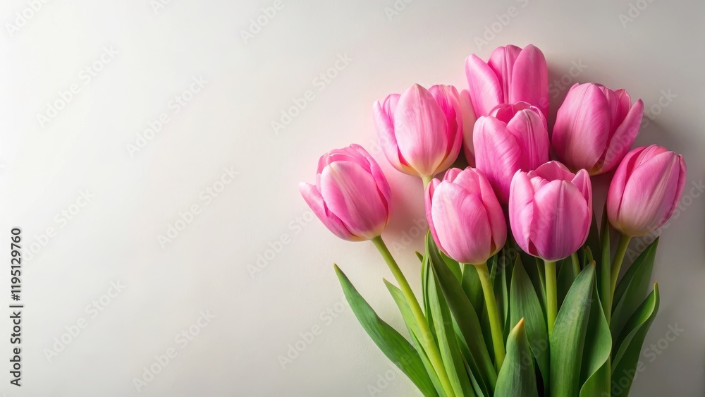 Pink tulips in a minimalist setting with white background and slight blur effect, minimalist, simple Pink tulips in a minimalist setting with white background and slight blur effect, minimalist, simple