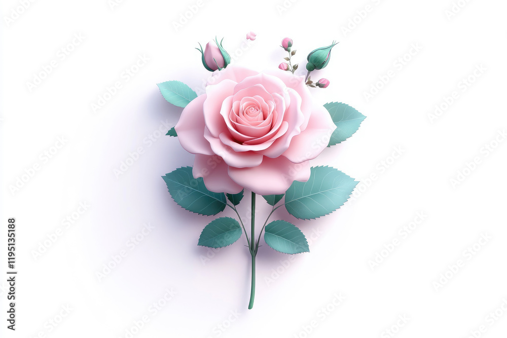 Fototapeta premium Celebrate valentine's day with a lovely low polygon rose design on a white background for romantic wedding invitations and anniversary cards