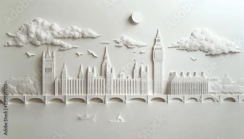 Crafting big ben and the houses of parliament paper cut and wood cut techniques in london artistic representation urban landscape