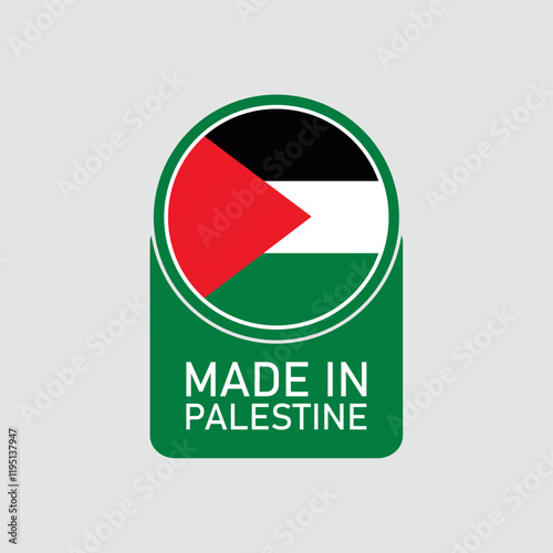 Made in palestine with flag. Vector circle symbol. Stamp made in with country flag