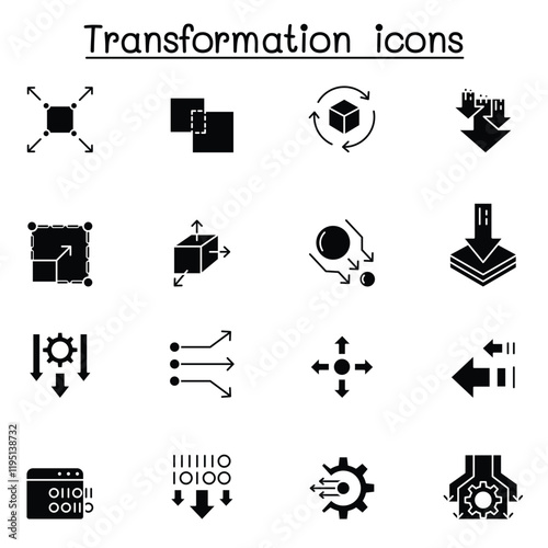 transform, edit, change, scale, update icon set in thin line style
