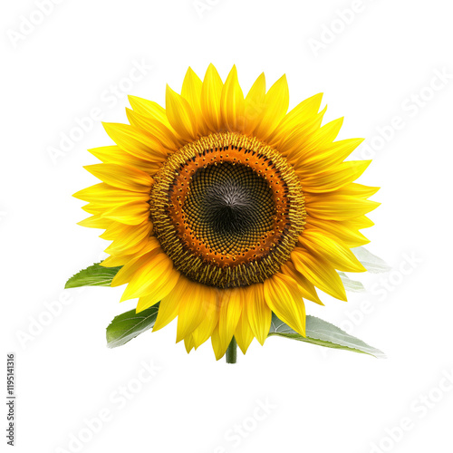 Vibrant Single Sunflower on Transparent Background