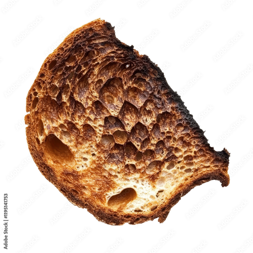 A Close-Up Shot of a Perfectly Toasted Slice of Bread with a Textured Surface and Golden Brown Hue A Close-Up Shot of a Perfectly Toasted Slice of Bread with a Textured Surface and Golden Brown Hue