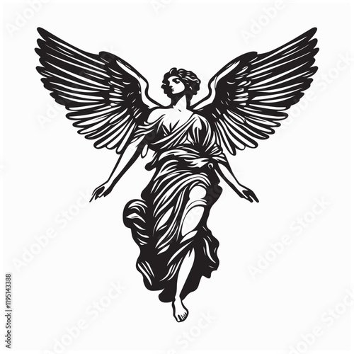Winged Victory Samothrace Vectors and Illustrations  isolated on white background.