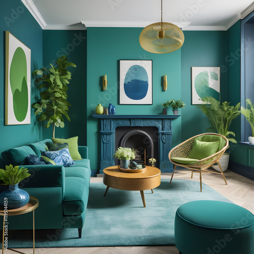 Green and Blue Living Room