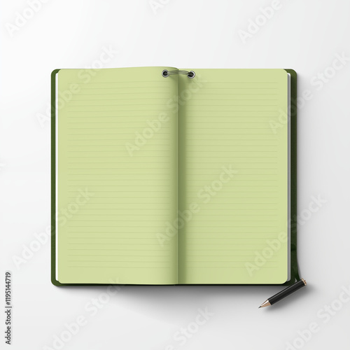 Wallpaper Mural Open Lined Notebook with Pen Green Cover Pale Green Pages Torontodigital.ca