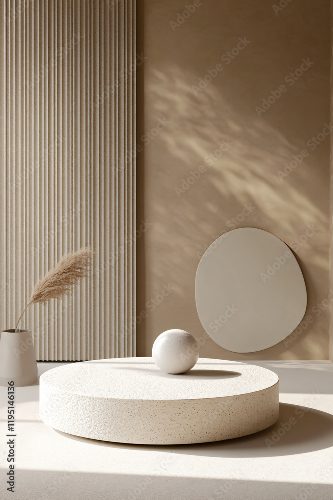 Vertical marble stone pedestal, desk beige and mocha mousse color. Mockup template stylish and minimalist design for cosmetics and products advertising, natural and clean style with space for text Vertical marble stone pedestal, desk beige and mocha mousse color. Mockup template stylish and minimalist design for cosmetics and products advertising, natural and clean style with space for text