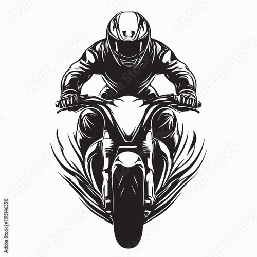 Bold Man Riding a Sport Motorcycle Seen from the Front Showcasing Power and Confidence