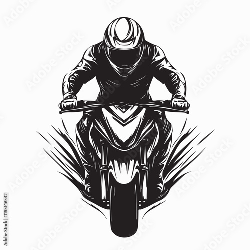 Bold Man Riding a Sport Motorcycle Seen from the Front Showcasing Power and Confidence