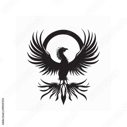 Phoenix logo vector illustration phoenix silhouette vector on white background.