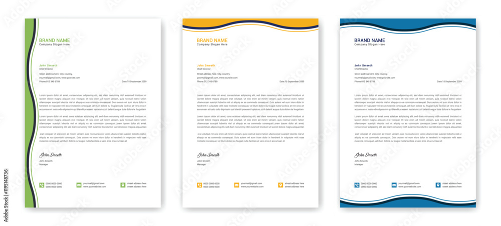 Modern creative & clean business style letterhead bundle of your corporate project design. Corporate letterhead with color variation. Letterhead template in abstract style flyer corporate official Modern creative & clean business style letterhead bundle of your corporate project design. Corporate letterhead with color variation. Letterhead template in abstract style flyer corporate official
