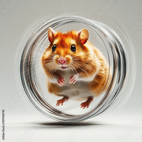 Energetic Hamster Running in a Transparent Wheel with Motion Blur Effect photo