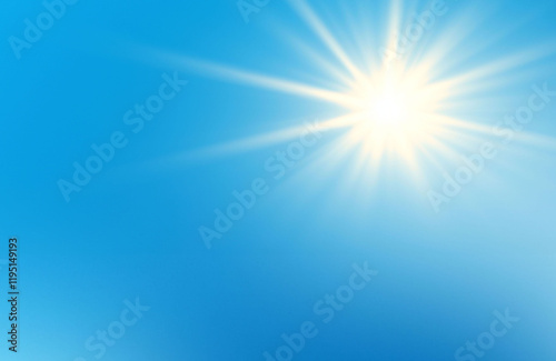 Aesthetic spring positive energy sun beams and blue sky background texture web template design business success concept banner advertisement card 