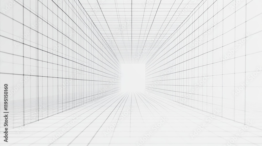 Abstract Perspective View of a Grid Tunnel with Infinite Depth Abstract Perspective View of a Grid Tunnel with Infinite Depth