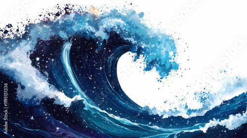 A cosmic wave. milky way galaxy with stars. Starbright. Illustration
