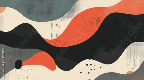 Wallpaper Mural Abstract wavy shapes in orange, black, grey and beige. Torontodigital.ca