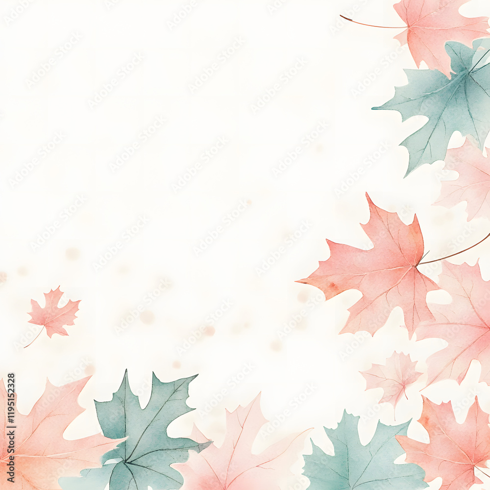 Watercolor frame of Maple Leaf banner, with minimal details and a simple illustration. Watercolor botanical banner for the design of invitations, cards, congratulations Watercolor frame of Maple Leaf banner, with minimal details and a simple illustration. Watercolor botanical banner for the design of invitations, cards, congratulations