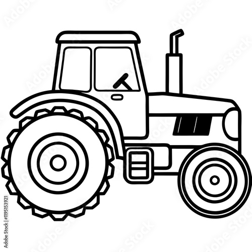 Classic Farm Tractor Line Drawing