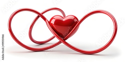 Two red hearts entwined in a circular motion, symbolizing love and unity, affection, bond,  affection, bond photo