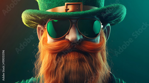 st. patrick's day leprechaun with green hat and sunglasses