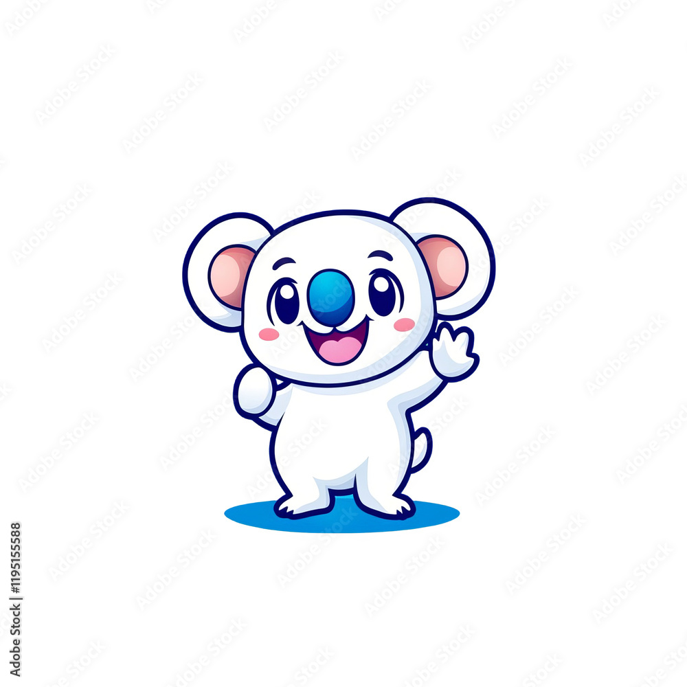 Naklejka premium Playful cartoon koala character digital art whimsical environment cheerful concept