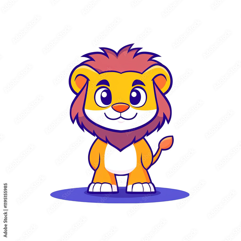 Obraz premium Cute cartoon lion character digital art playful design bright colors whimsical style