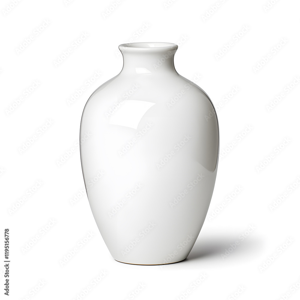 White porcelain vase with a sleek design mock up isolated on white background White porcelain vase with a sleek design mock up isolated on white background