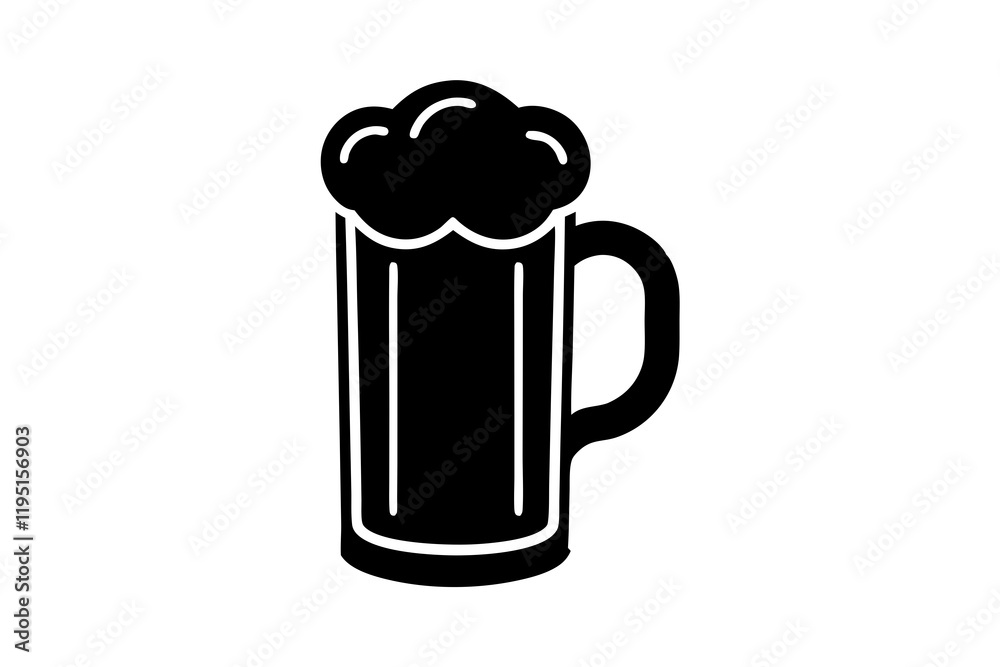 Beer mug icon, Beer mug silhouette, Elegant beer black silhouette vector Beer mug icon, Beer mug silhouette, Elegant beer black silhouette vector