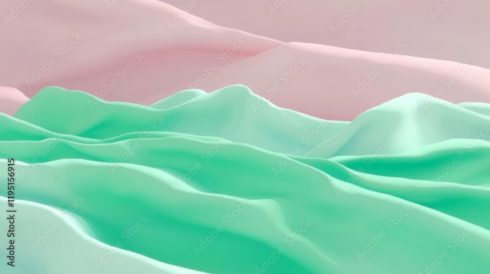 Fototapeta premium elegant pastel fabric with mint green and pink drapes in seamless abstract high-resolution background design