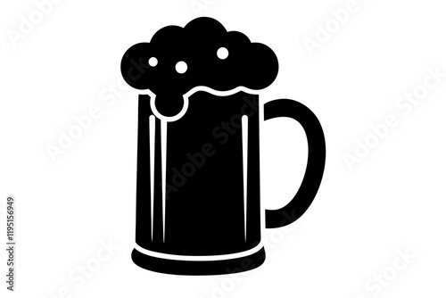 Beer mug icon, Beer mug silhouette, Elegant beer black silhouette vector 