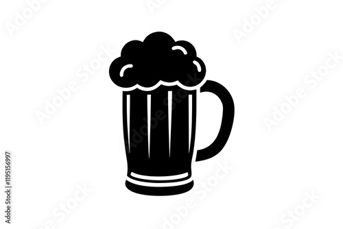 Beer mug icon, Beer mug silhouette, Elegant beer black silhouette vector 