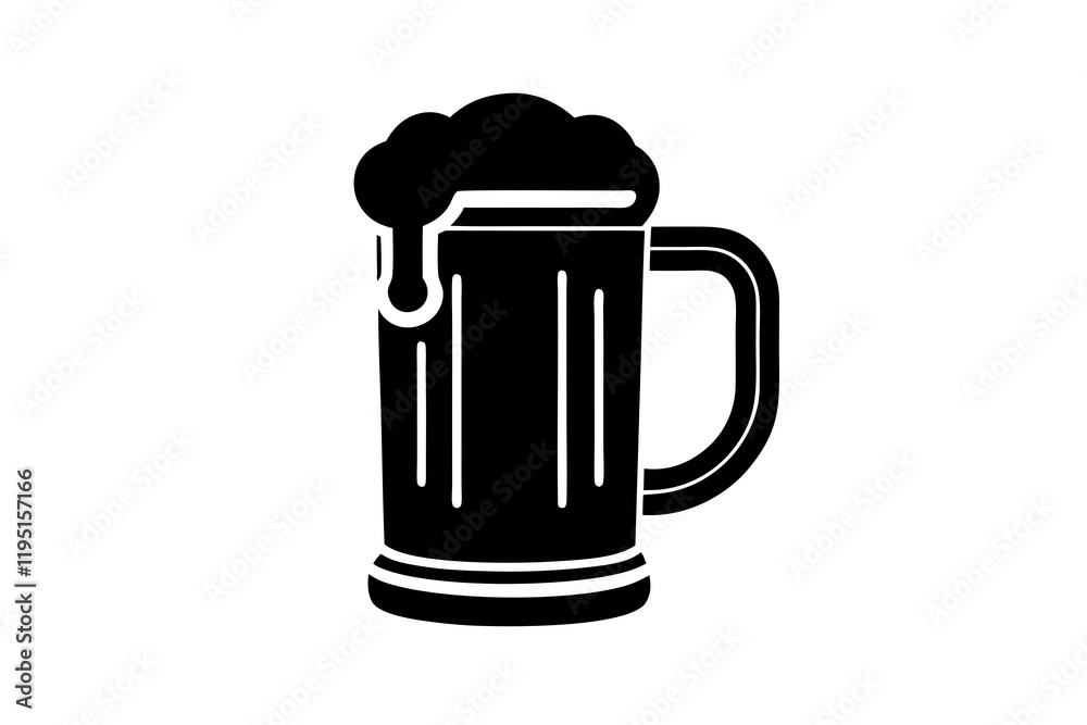Beer mug icon, Beer mug silhouette, Elegant beer black silhouette vector Beer mug icon, Beer mug silhouette, Elegant beer black silhouette vector