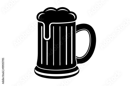 Beer mug icon, Beer mug silhouette, Elegant beer black silhouette vector 