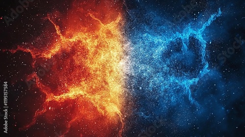 abstract background on the theme of fire and water