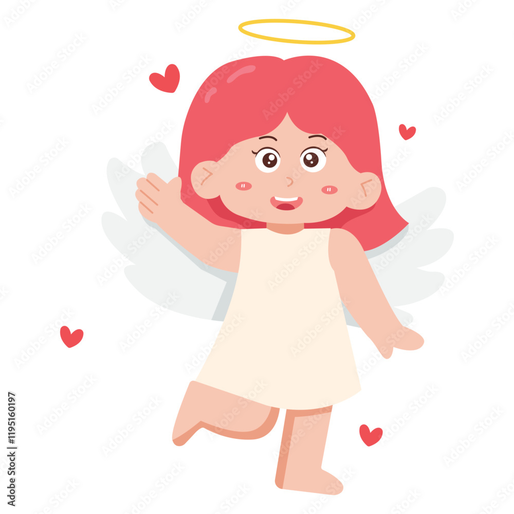 Cute cartoon angel character illustration. ideal for Valentines Day designs, spiritual concepts, and greeting cards Cute cartoon angel character illustration. ideal for Valentines Day designs, spiritual concepts, and greeting cards