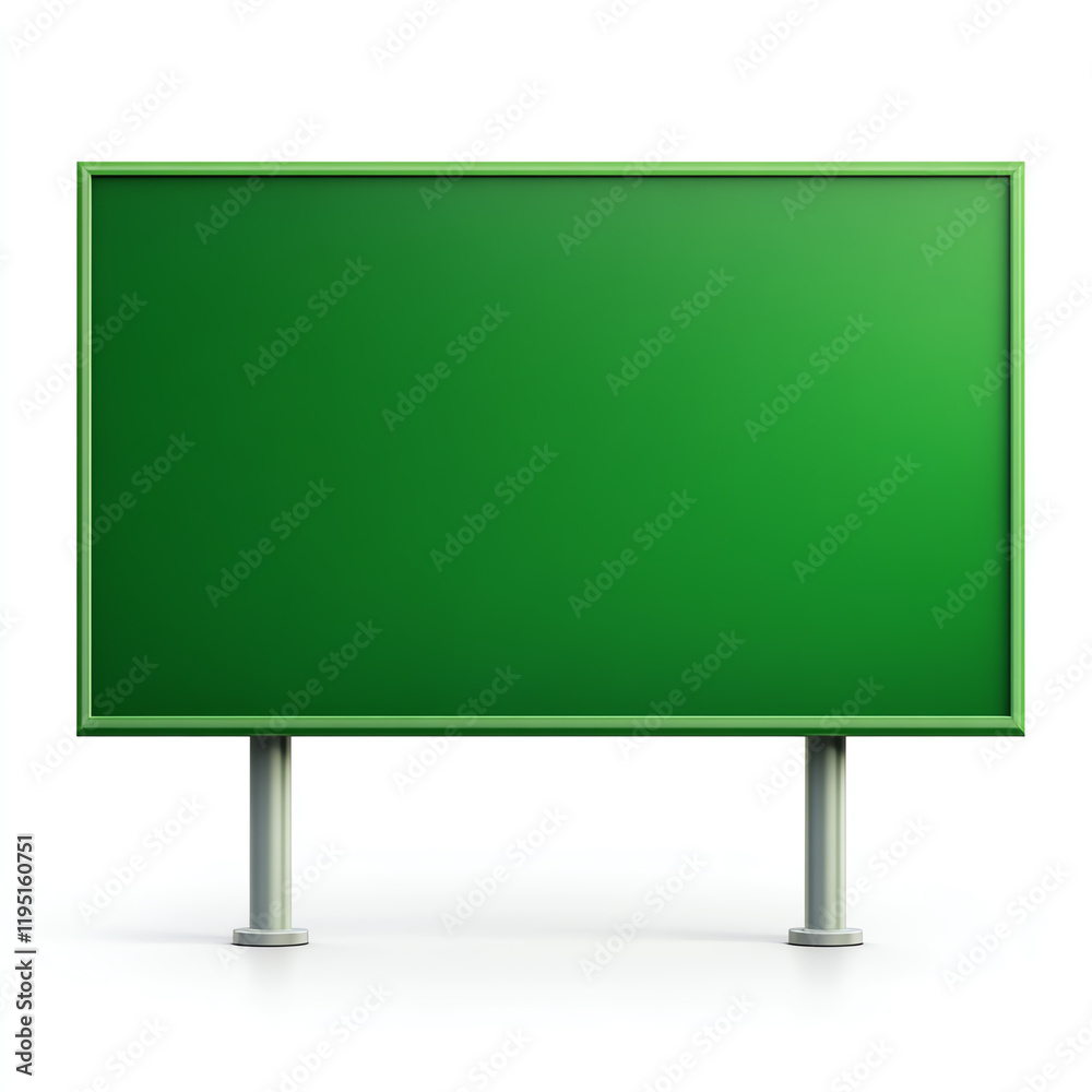 Obraz premium A blank green billboard ready for custom advertising or message display, showcasing a vibrant and attention-grabbing color.
