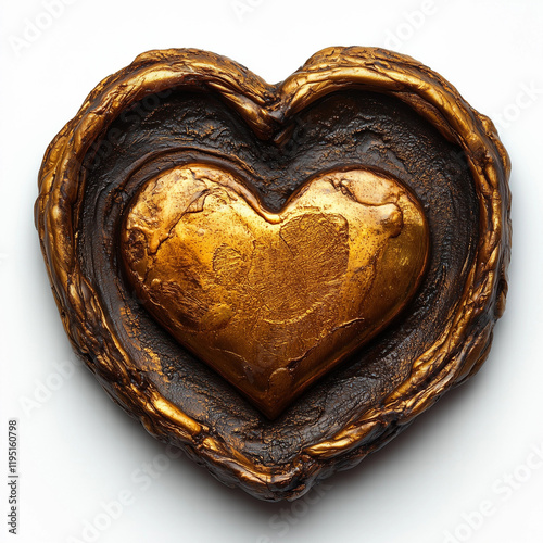 golden wax seal with heart shape symbol in the middle valentines envelope emboss love letter seal digital sticker clipart chocolate