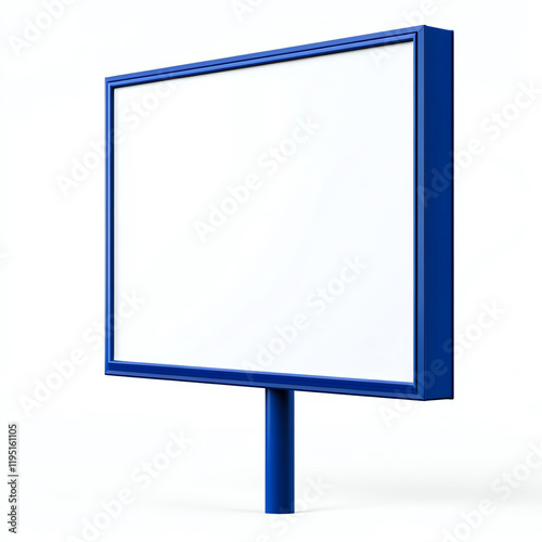 A blank outdoor advertising sign in blue color, perfect for creative marketing campaigns or promotions. photo