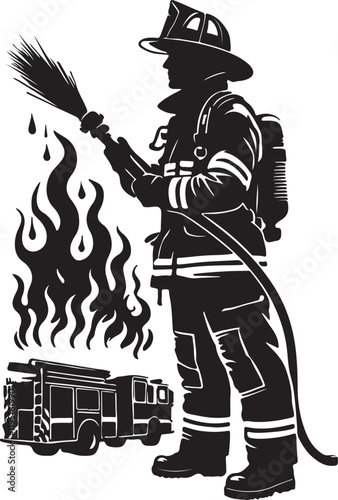 illustration of a firefighter in action