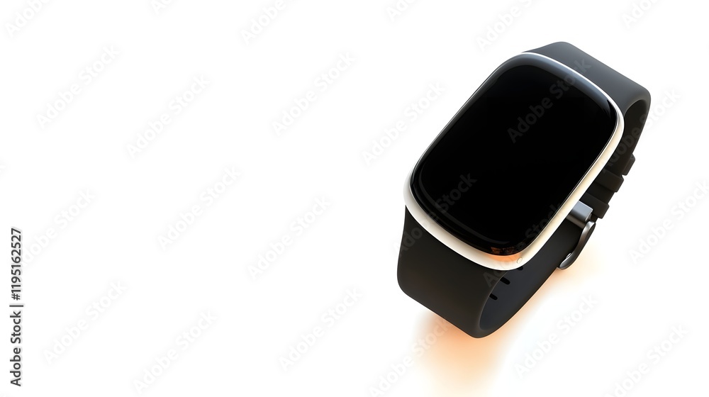 Sleek and Modern Smartwatch with Illuminated Screen on White Background Sleek and Modern Smartwatch with Illuminated Screen on White Background